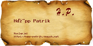 Hápp Patrik névjegykártya